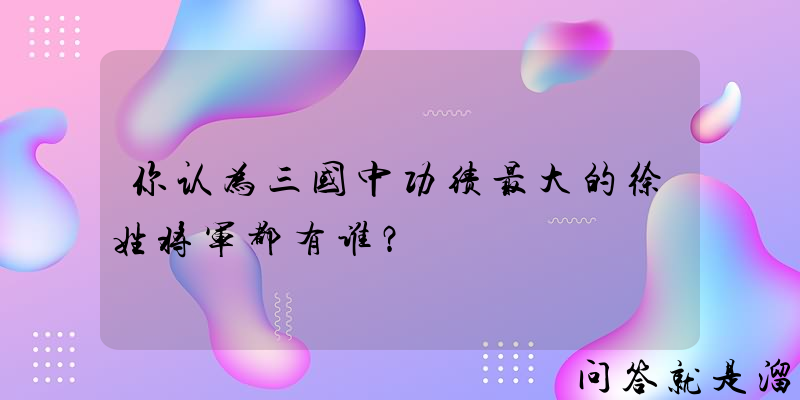 你认为三国中功绩最大的徐姓将军都有谁？